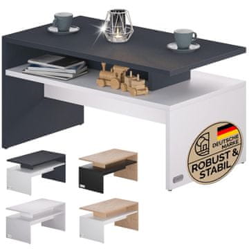 Northix Klubska mizica bela antracit 92 x 51 x 48 cm s polico