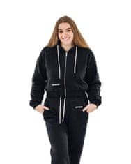 WITHMEANS Cozy Cropped Pulover s kapuco z zadrgo Črna S