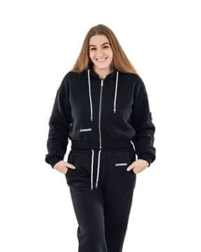 WITHMEANS Cozy Cropped Pulover s kapuco z zadrgo