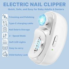 Netscroll 2-v-1 električni strižnik za nohte s 360° pilico, NailCutter