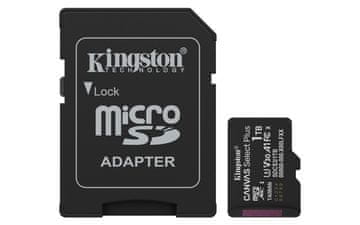 Kingstonova kartica microSDXC 150R A1 C10 1TB Canvas Select Plus Gen 3 + ADP