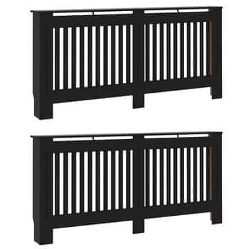 Vidaxl Pokrov radiatorja 2 szt. Črna 172 x 19 x 81,5 cm Konstruiran les