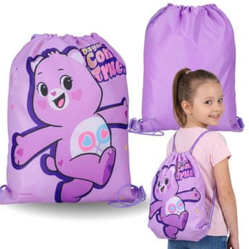 sarcia.eu Care Bears Vijolična, dekliška torba za čevlje za športno vzgojo, šolska torba z ramenskim pasom za deklice, torba-nahrbtnik 32x39 cm