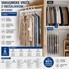 Ruhhy Vakuumske vreče z obešalnikom – viseče vreče za oblačila, do 80% več prostora v omari, zaščita pred prahom in molji