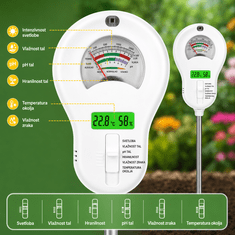 Roland Digitalni tester zemlje 6 v 1 – pH, vlaga, plodnost, svetloba, temperatura in zračna vlaga