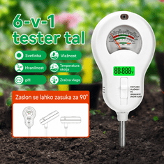 Roland Digitalni tester zemlje 6 v 1 – pH, vlaga, plodnost, svetloba, temperatura in zračna vlaga