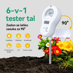Roland Digitalni tester zemlje 6 v 1 – pH, vlaga, plodnost, svetloba, temperatura in zračna vlaga