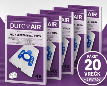Pure Air Vrečke za sesalnike AEG/ELECTROLUX/VOLTA - Paket 20 vrečk + 5 filtrov