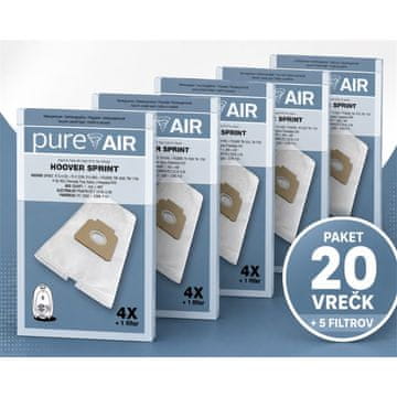 Pure Air Vrečke za sesalnike HOOVER SPRINT - Paket 20 vrečk + 5 filtrov