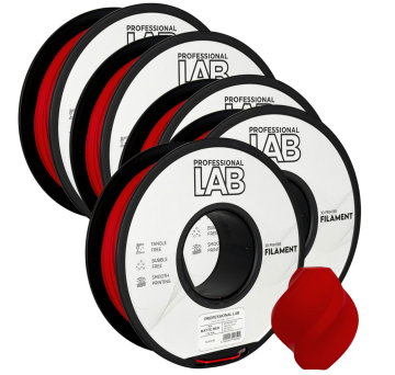 Professional Lab 5x PLA Mat Rdeča Filament 1.75 mm - Professional Lab Biološko Razgradljiv PLA (1kg Kolut)