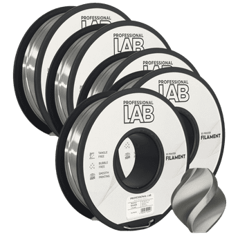 Professional Lab 5x Silk PLA srebrna Filament 1.75mm - Professional Lab Sijajni Filament za 3D Tisk (1kg Kolut)