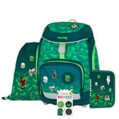 Oxybag OXY SHERPY - šolski komplet Playworld, 4 kosi: nahrbtnik, peresnica, torba, značke