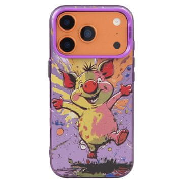 FreakinGood Hibridni PC/TPU ovitek za iPhone 17 Pro z živalskim motivom v slogu oljne slike (Srečni prašič)