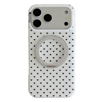 FreakinGood Zaščitni ovitek za iPhone 17 Pro Max z motivom srca z vrtljivim stojalom (bela)