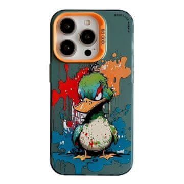 FreakinGood Hibridni PC/TPU ovitek za iPhone 15 Pro Max z živalskim motivom v slogu oljne slike (jezna raca)