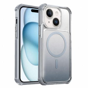 FreakinGood Hibridni PC/TPU ovitek za iPhone 15 Plus s prelivom barv z magnetnim obročem (siva)