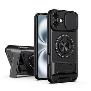 FreakinGood Hibridni PC/TPU ovitek za iPhone 16 Plus z drsnim pokrovom kamere (črna)