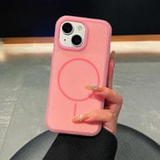 FreakinGood Silikonski ovitek za iPhone 14 z magnetnim obročem (jagodno roza)