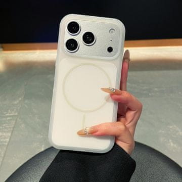 FreakinGood Silikonski ovitek za iPhone 17 Pro z magnetnim obročem (bela)