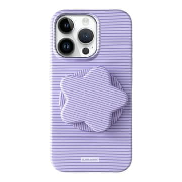FreakinGood PC ovitek za iPhone 14 Pro s črtastim vzorcem z zvezdastim stojalom (vijolična)