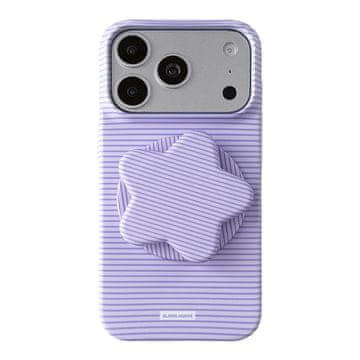 FreakinGood PC ovitek za iPhone 17 Pro Max s črtastim vzorcem z zvezdastim stojalom (vijolična)