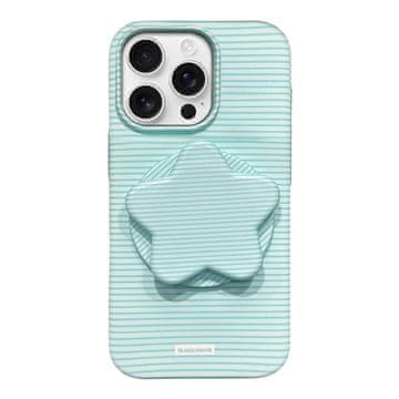 FreakinGood PC ovitek za iPhone 16 Pro s črtastim vzorcem z zvezdastim stojalom (zelena)