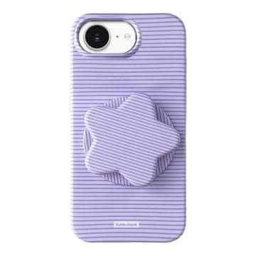 FreakinGood PC ovitek za iPhone 17e / 16e s črtastim vzorcem z zvezdastim stojalom (vijolična)