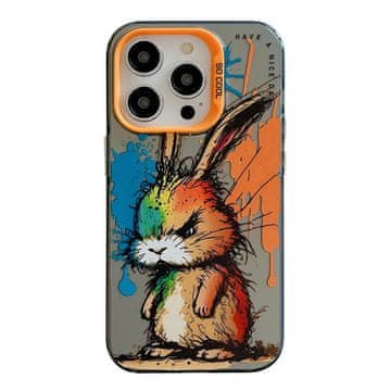FreakinGood Hibridni PC/TPU ovitek za iPhone 14 Pro Max z živalskim motivom v slogu oljne slike (debel zajček)