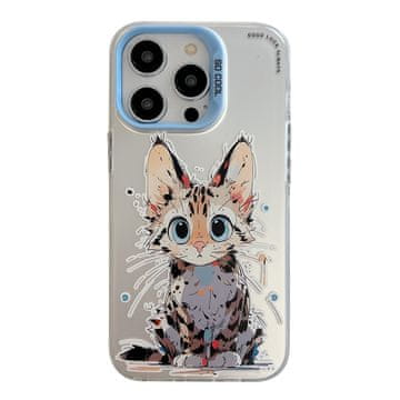 FreakinGood Hibridni PC/TPU ovitek za iPhone 16 Pro z živalskim motivom v slogu oljne slike (Neumna mačka)