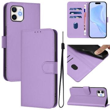 FreakinGood Preklopni ovitek iz umetnega usnja za iPhone 11 z vrvico (sivkino vijolična)