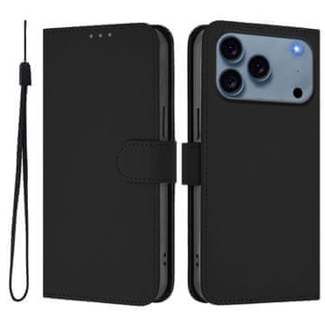 FreakinGood Preklopni ovitek iz umetnega usnja za iPhone 17 Pro Max z vrvico (črna)