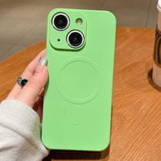 FreakinGood Silikonski ovitek za iPhone 15 Plus z magnetnim obročem (matcha zelena)