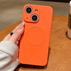 FreakinGood Silikonski ovitek za iPhone 15 z magnetnim obročem (oranžna)