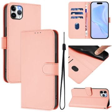 FreakinGood Preklopni ovitek iz umetnega usnja za iPhone 11 Pro Max z vrvico (roza)