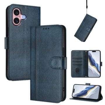 FreakinGood Preklopni ovitek iz umetnega usnja za iPhone 16 Plus (temno modra)