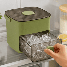 HOME & MARKER® Aparat za izdelavo ledu s sprostitvijo na pritisk, 2 pladnja s 48 kockami, posoda s pokrovom brez BPA | ICEPRESO