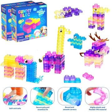 JOJOY® Mehki senzorični gradniki za otroke 40 kosov, TPE stisljivi bloki, varna igra 3+ | JELLYFUN