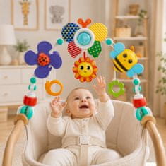 JOJOY® Senzorični vrtiljak za voziček z ogledalom in grizalom, BPA free, univerzalne sponke 360° | ARCBABY Čebela
