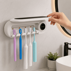 VYZIO® UV sterilizator za zobne ščetke, brezžični, 5 rež, samodejni časovnik, stenska montaža | CLENZOR