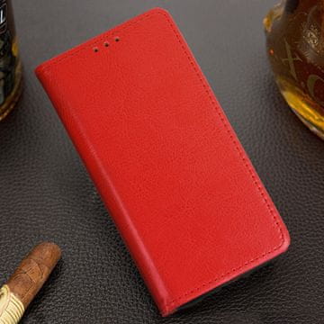 Infostyle Preklopna torbica "special" za Samsung Galaxy A14 Rdeča / Naravno usnje + TPU silikon