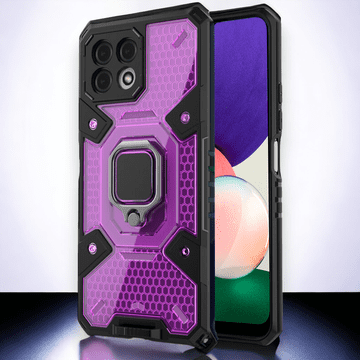 Infostyle Silikonski ovitek "Honeycomb armor ring" za Samsung Galaxy A22 5G Vijolična / PC + TPU silikon