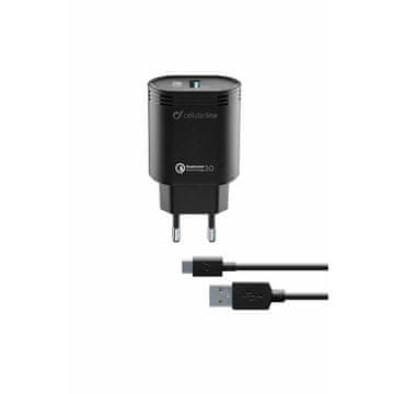 CellularLine CellularLine hišni polnilec, 18W, + kabel USB-C,QC 3.0