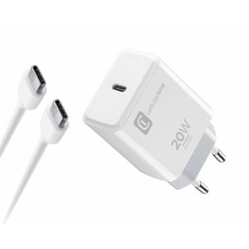 CellularLine CellularLine hišni polnilec 20W USB-C + kabla USB-C