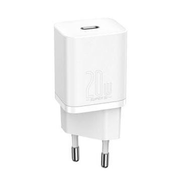 BASEUS BASEUS polnilec Super Si, 1x USB-C, 20W, bel