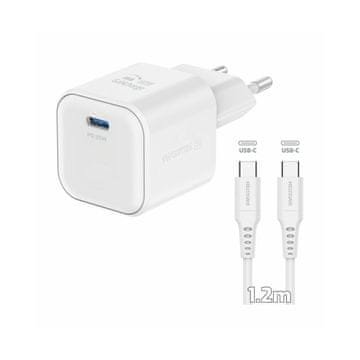 SWISSTEN Swissten GaN 1x USB-C PD 35W polnilec+ USB-C/USB-C kabel 1,2m, bel
