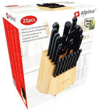 Alpina Komplet nožev ED-212292 komplet nožev v lesenem stojalu 22 kosov