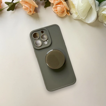 Infostyle Silikonski ovitek "Popsocket" za iPhone 12 Temno zelena / TPU silikon