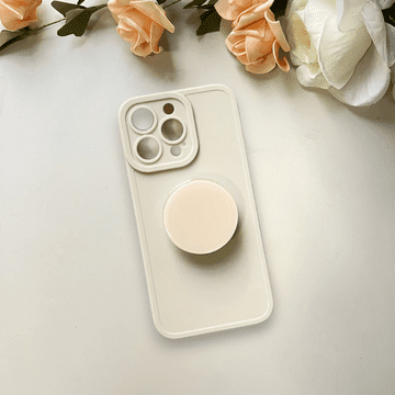 Infostyle Silikonski ovitek "Popsocket" za iPhone 14 Pro Max Bež / TPU silikon