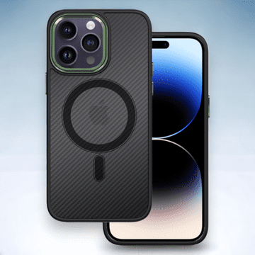 Infostyle Ovitek "Magnetic Carbon - MagSafe" za iPhone 13 Pro Max Temno zelena / PC + TPU silikon