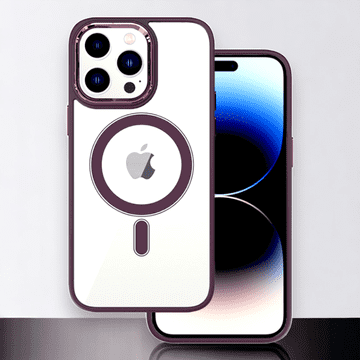 Infostyle Ovitek "Magnetic Clear - MagSafe" za iPhone 15 Temno rdeča / PC + TPU silikon